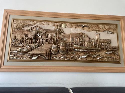 3D wanddecoratie haven & vuurtoren – handgemaakt, Antiek en Kunst, Kunst | Schilderijen | Klassiek, Ophalen of Verzenden
