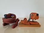 2 x Vintage houten papierklem idvv een hond, Frank Meisler, Ophalen of Verzenden