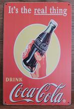 Coca Cola the real thing reclamebord van metaal wandbord, Nieuw, Reclamebord, Ophalen of Verzenden