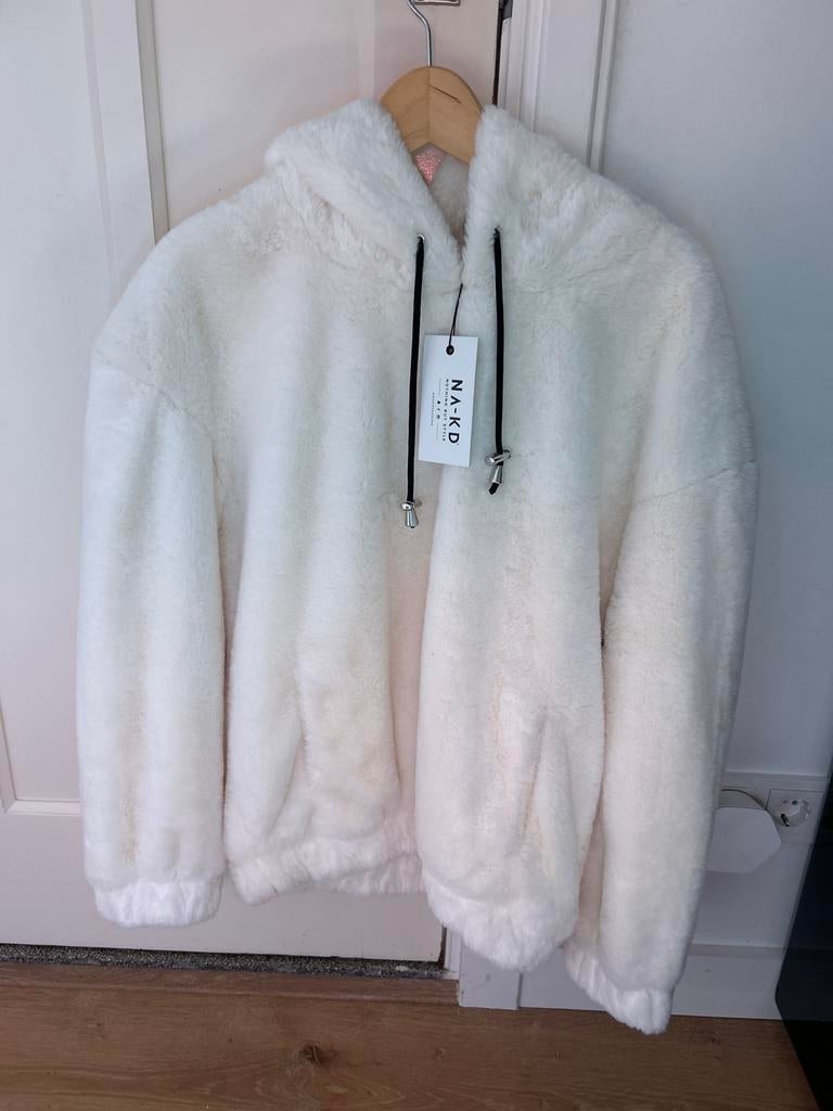 Witte NA-KD Faux Fur Hoodie - Maat S nieuw, Ophalen, NA-KD, Wit, Nieuw