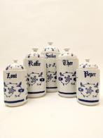 Vijfdelige set voorraadpotten met blauw-wit decor, Huis en Inrichting, Keuken | Servies, Ophalen, Overige typen, Zo goed als nieuw