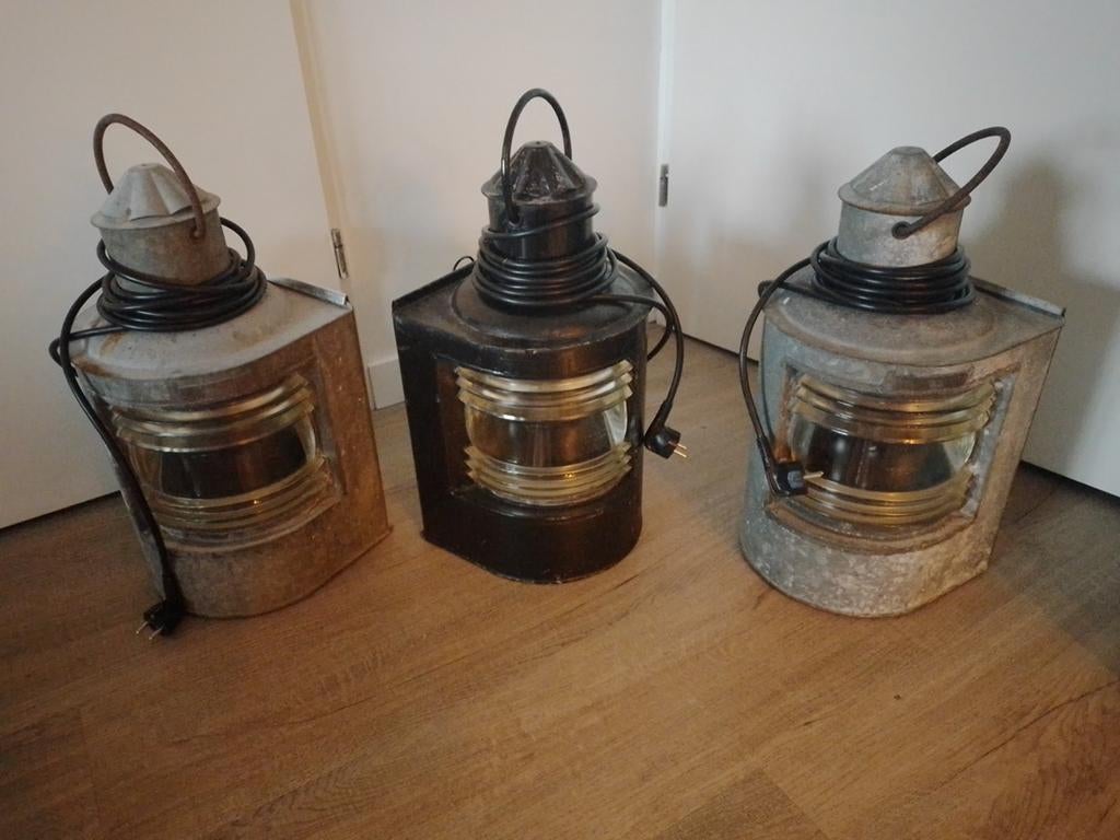 3 mooie scheepslampen 50cm hoog diameter 25cm, Antiek en Kunst, Curiosa en Brocante, Ophalen of Verzenden