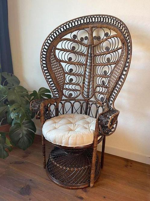 Unieke Bohemian Emmanuele Pauwenstoel - Peacock Chair, Huis en Inrichting, Fauteuils, Gebruikt, Ophalen of Verzenden