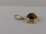 Gouden hanger met tijgeroog                              G37, Sieraden, Tassen en Uiterlijk, Kettinghangers, Gebruikt, ., Ophalen of Verzenden