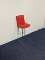 4 x Barkruk Montis Jim, rode stoffering, chroom frame, Huis en Inrichting, Ophalen, Gebruikt, Met voetsteun, 60 tot 90 cm