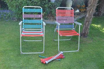 2 vintage campingstoelen / klapstoeltjes merk Lallemand beschikbaar voor biedingen
