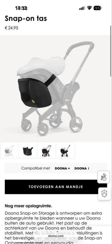 Doona Snap-on Tas - Extra Opbergruimte, Ophalen, Zo goed als nieuw, Schoudertas
