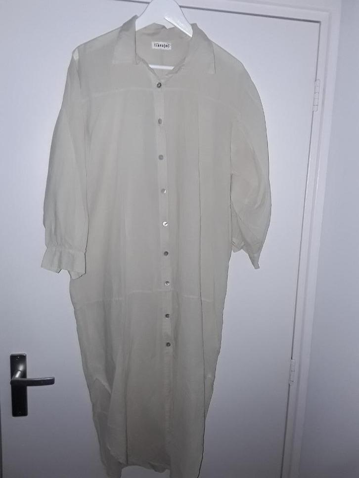 Transfer Licht Beige Lange Blouse/Jurk Maat 2 = Maat M, Kleding | Dames, Blouses en Tunieken, Zo goed als nieuw, Maat 38/40 (M)