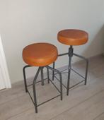 Set van 2 vintage draaikrukken, Huis en Inrichting, Barkrukken, Gebruikt, Ophalen of Verzenden, Metaal, In hoogte verstelbaar