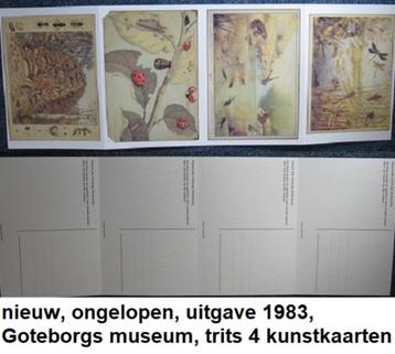 ongelopen, trits met 4 kunstkaarten, uitg. 1983, Göteborg Mu beschikbaar voor biedingen