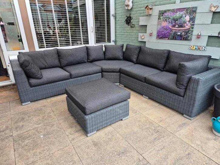 Luxe loungeset, Tuin en Terras, Tuinsets en Loungesets, Zo goed als nieuw, Wicker, Hocker, Ophalen