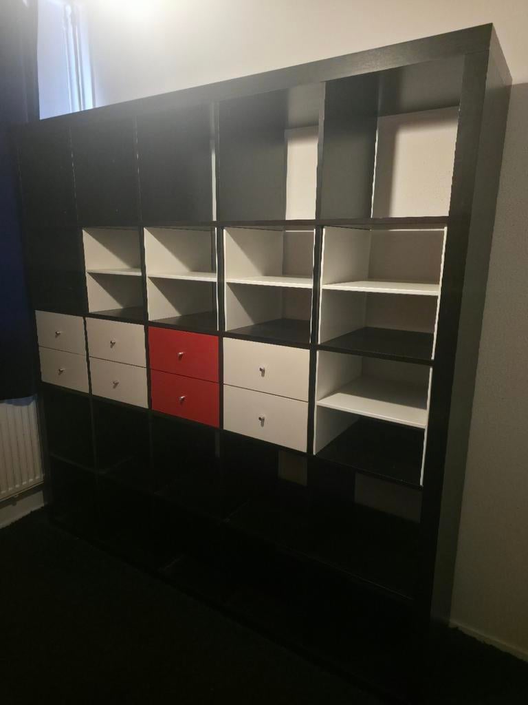 Ikea, KALLAX kast 25 vakken, incl laden en planken, Ophalen, Zo goed als nieuw
