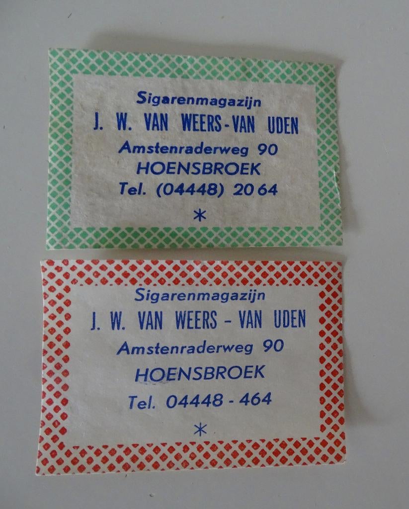 Sigarenmagazijn    J.W. VAN WEERS VAN UDEN   HOENSBROEK, Verzenden, Zo goed als nieuw, Luciferdoosjes of -merken