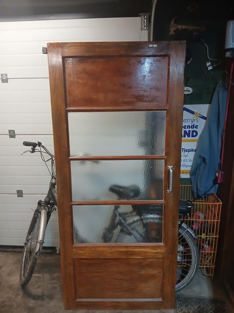 Paneeldeur jaren 30 met glas, Gebruikt, 80 tot 100 cm, Binnendeur, Ophalen of Verzenden