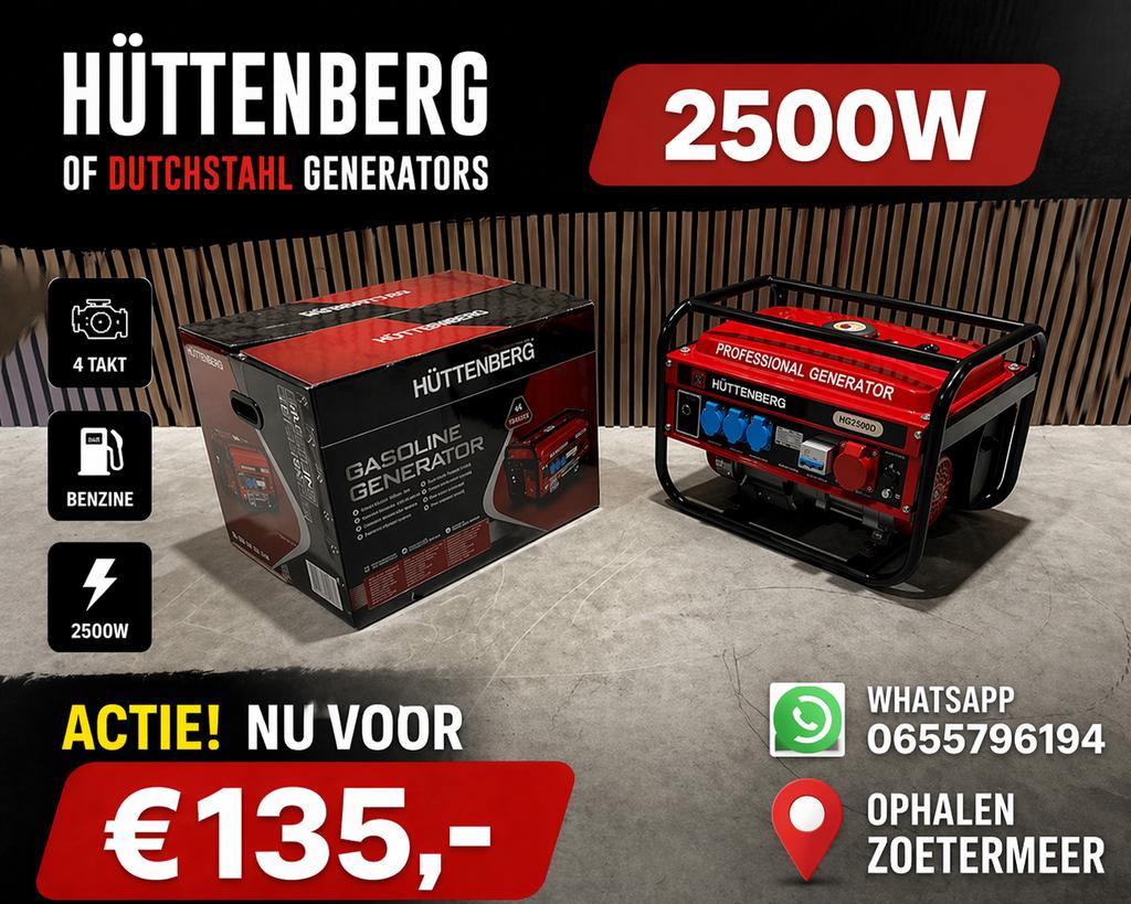 SUPER ACTIE! 2500W Aggregaat / Generator €135, Auto-onderdelen, Accu's en Toebehoren, Ophalen, -, -, Nieuw