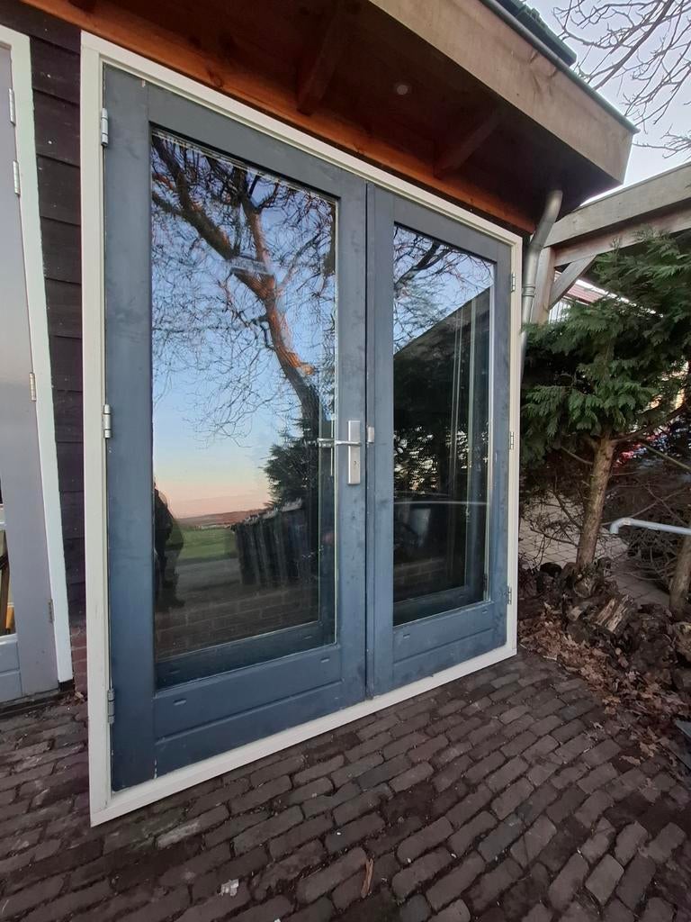 Openslaande tuindeuren dubbel glas deuren terrasdeuren pui, Ophalen, Deurkozijn, 225 cm of meer, Zo goed als nieuw