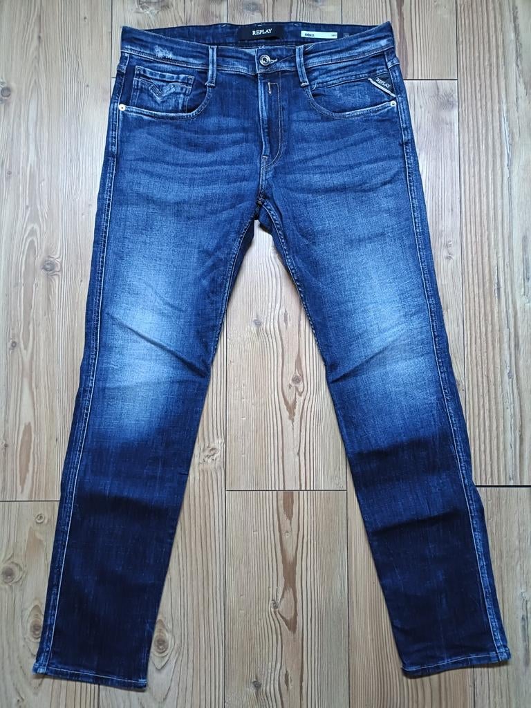 Replay anbass stretch maat 33-32, Ophalen of Verzenden, Zo goed als nieuw, Blauw, W33 - W34 (confectie 48/50)