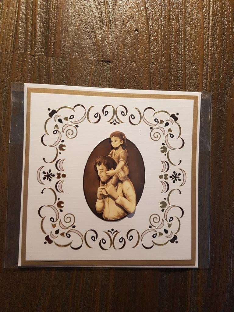 Kaartje hobbydots Vaderdag kind op schouders van vader, Ophalen of Verzenden, Nieuw, Overige thema's