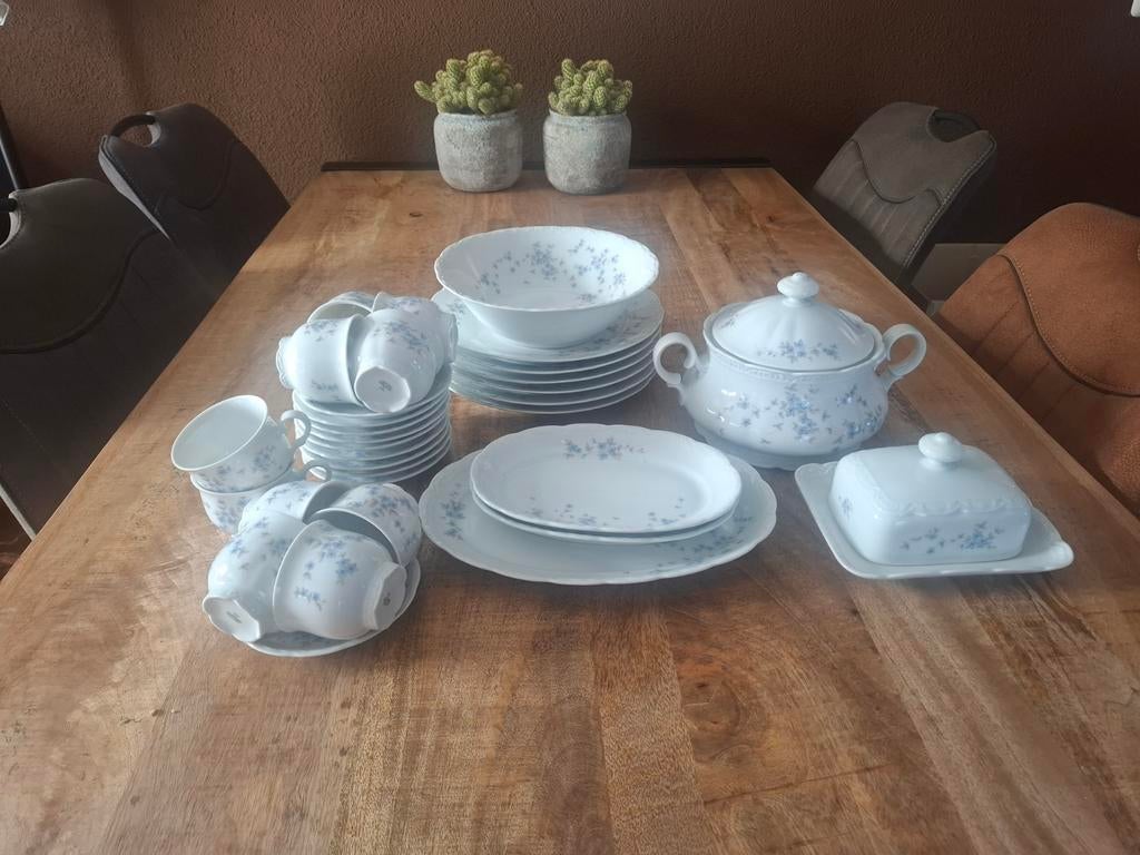Mitterteich Bavaria Servies met Blauwe Bloemen, Ophalen of Verzenden, Zo goed als nieuw, Overige stijlen, Porselein
