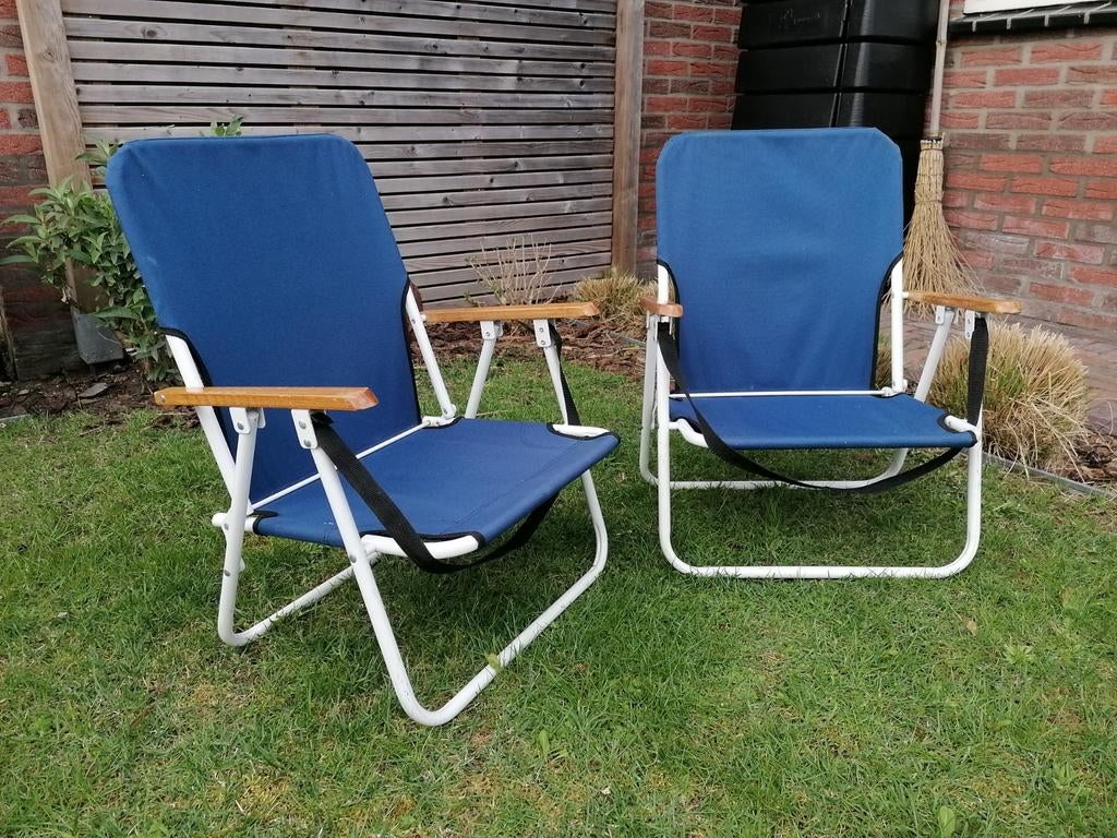 2x Vintage Retro Strandstoel Klapstoel Campingstoel Stoel, Ophalen of Verzenden, Zo goed als nieuw, Campingstoel