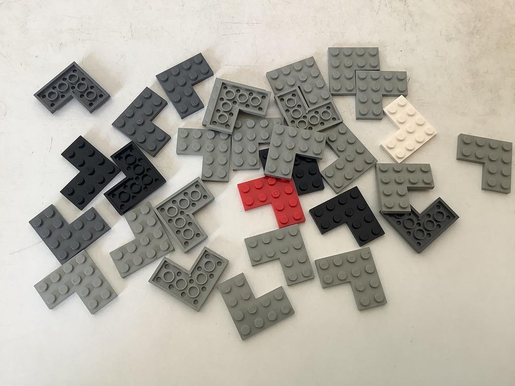 Lego plaat 4x4 hoekplaat (7), Ophalen of Verzenden, Gebruikt, Losse stenen, Lego
