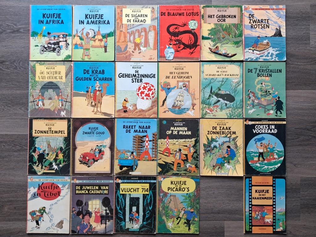 Kuifje Dl 1 t/m 22 compleet + Kuifje en het Haaienmeer., Boeken, Stripboeken, Complete serie of reeks, Ophalen of Verzenden, Gelezen