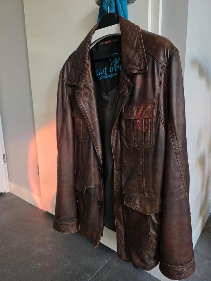 Cast Iron Bruine Leren Parka Jas - Maat XXL, Kleding | Heren, Jassen | Winter, Gedragen, Overige maten, Bruin, Ophalen of Verzenden