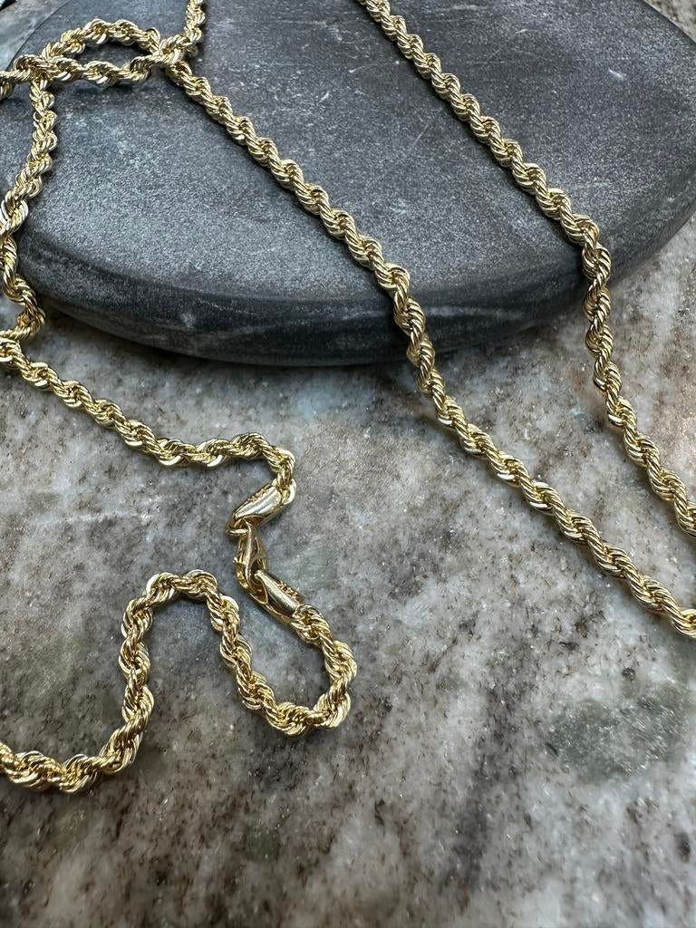 14k Gouden Rope Ketting - 3.5mm Breed, Ophalen of Verzenden, Nieuw, Goud, Goud