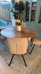 Eettafel rond  met 4 stoelen, Huis en Inrichting, Tafels | Eettafels, 100 tot 150 cm, Rond, Ophalen of Verzenden, Zo goed als nieuw
