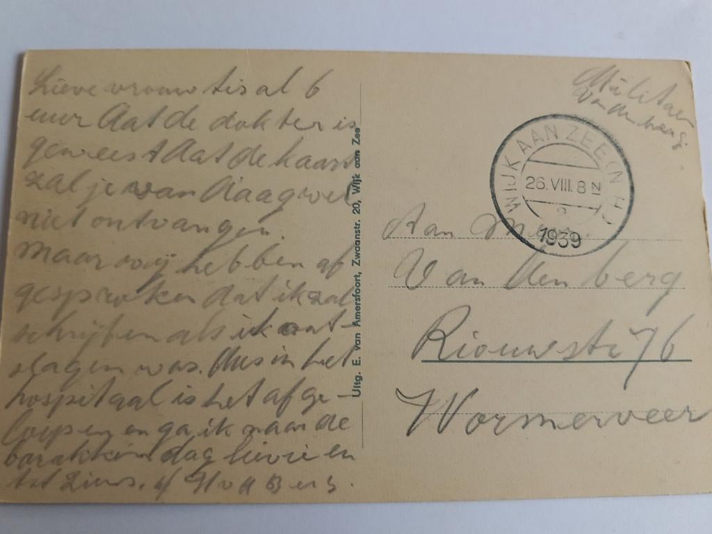 Militaire kaart mobilisatie Wijk aan zee / Wormerveer 1939, ., Ophalen of Verzenden, ., Foto of Poster