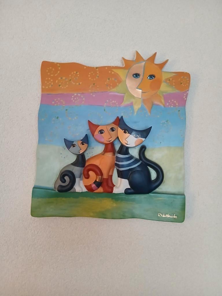 Rosina Wachtmeister wandstuk porselein met katten en zon, Ophalen of Verzenden