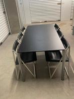 Originele Interlübke Tafel jaren 70/80 met 6 klapstoelen, Ophalen, Gebruikt, 50 tot 100 cm, Vijf personen of meer