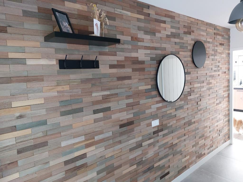 Houtstrips Wanddecoratie Wandpanelen - Natuurlijke Look, Ophalen, Hout, Meerkleurig, Nieuw