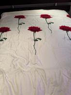 Tweepersoons dekbed overtrek met roos opdruk, Ophalen of Verzenden, Zo goed als nieuw, Tweepersoons, Dekbedovertrek