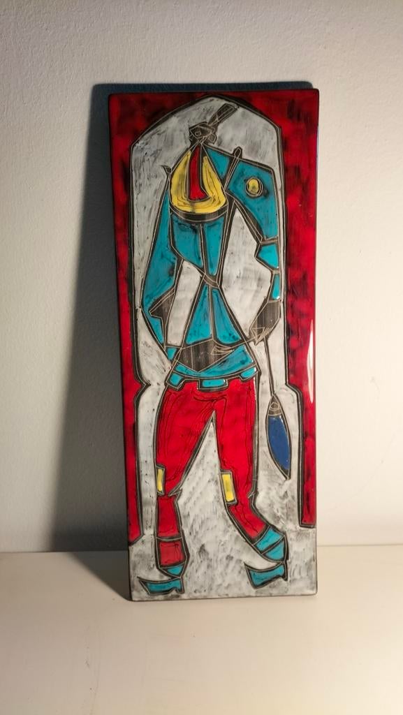 Vintage Emaille Kunst Wandbord - Abstract Figuur, Ophalen of Verzenden