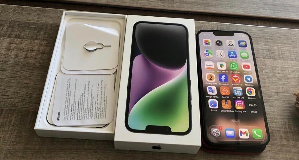 iPhone 14 - Zo goed als nieuw, inclusief doos, Telecommunicatie, Mobiele telefoons | Apple iPhone, 128 GB, Zwart, Ophalen of Verzenden