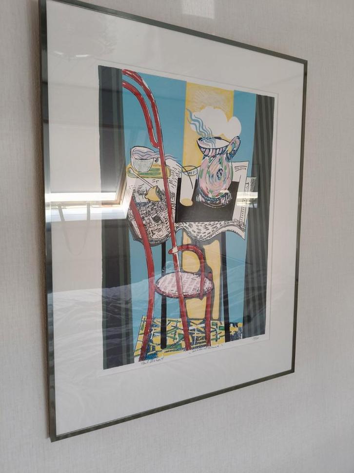 Paul Elshout - Ochtend nieuws - Zeefdruk, Antiek en Kunst, Kunst | Schilderijen | Modern, Ophalen