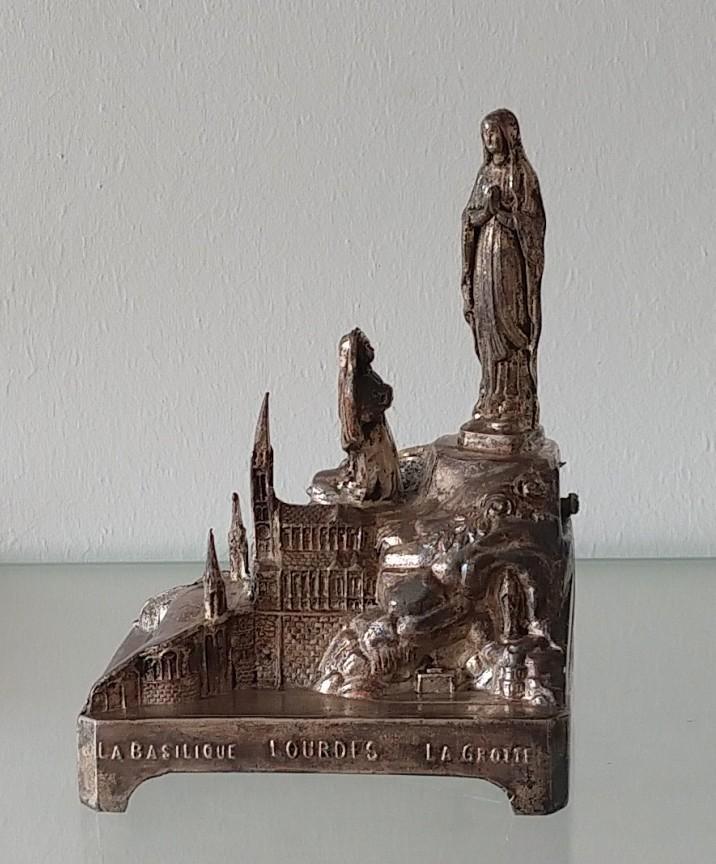 muziekdoos grotten van Lourdes, metaal, volgnr 13, Verzamelen, Religie, Gebruikt, Christendom | Katholiek, Overige typen, Ophalen of Verzenden