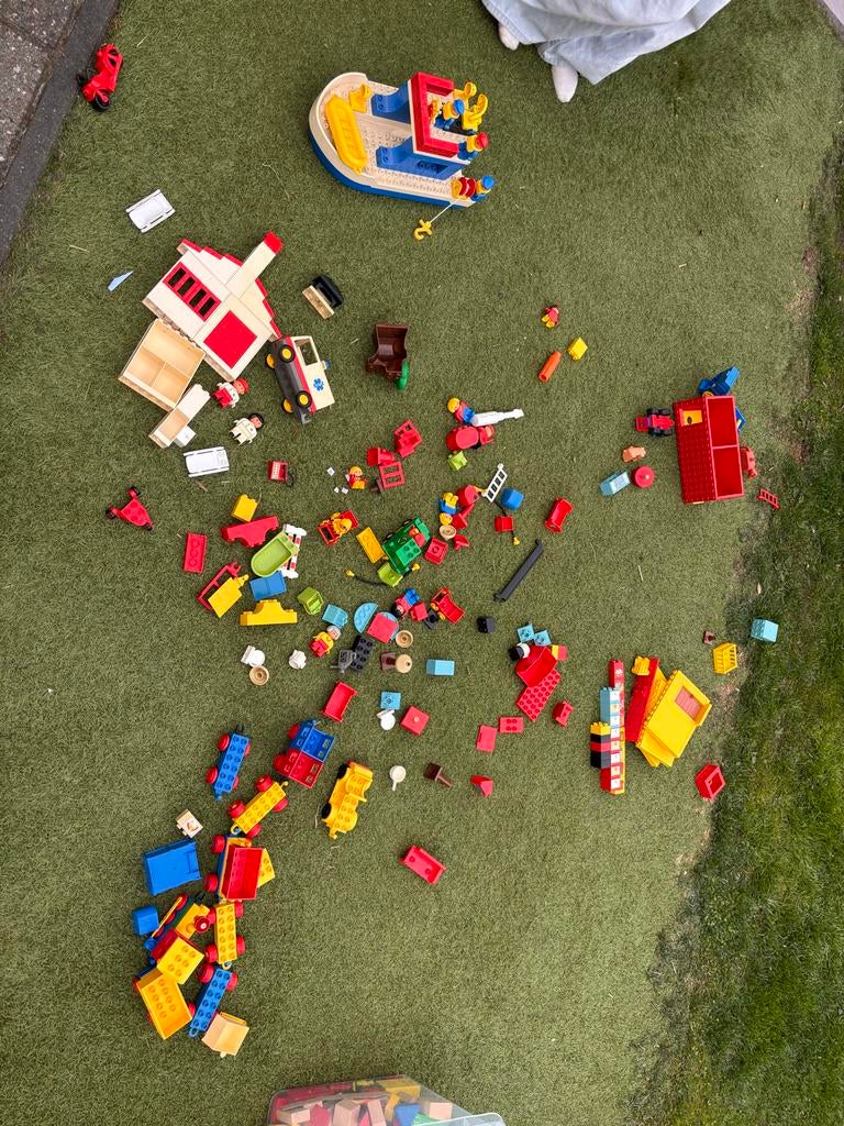 Vintage Duplo onderdelen boerderij, ziekenhuis, boot, Inclusief minifiguren, Gebruikt, Ophalen of Verzenden, Duplo