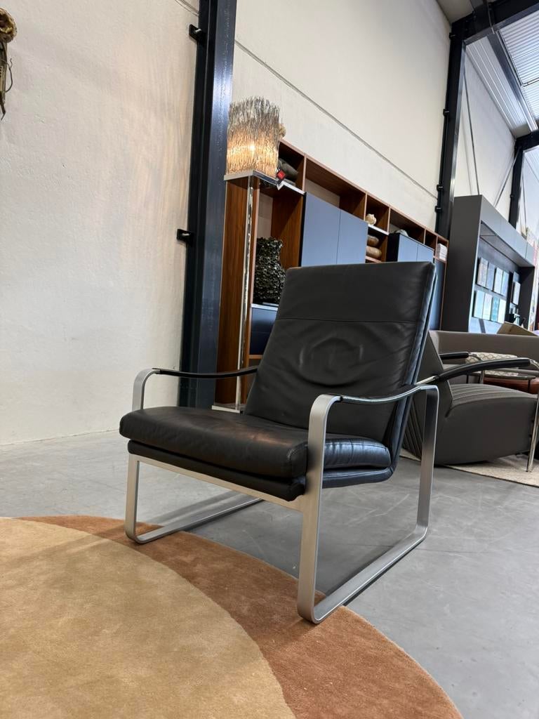 Rolf Benz 568 Fauteuil zwart leer design stoel