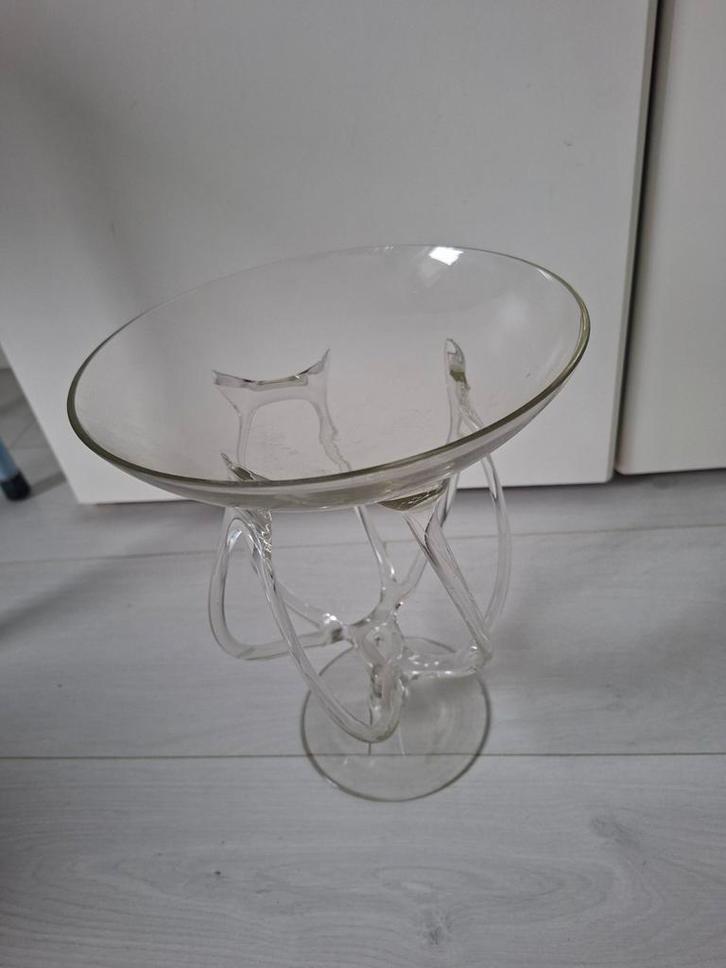 Glazen schaal op voet / Pools glaswerk, Antiek en Kunst, Antiek | Glas en Kristal, Ophalen of Verzenden