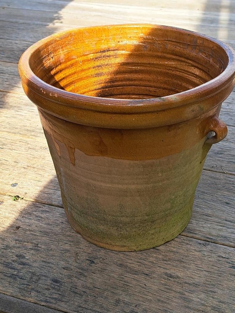 Buiten bloempot terracotta met glazuurrand, Tuin en Terras, Bloempotten, 25 tot 40 cm, Rond, Ophalen of Verzenden, Minder dan 40 cm