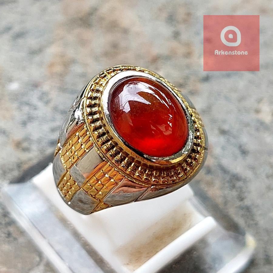 Ring met rode Padparadsja-kristal edelsteen CAR49, Met kristal, Overige materialen, 20 of groter, Verzenden