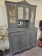 Grijze kast met geslepen glas, Antiek en Kunst, Antiek | Meubels | Kasten, Ophalen