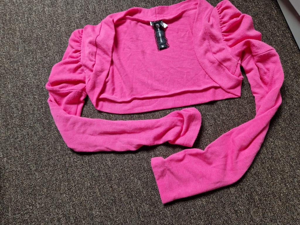Felroze bolero/vest met lange mouwen, Maat 38/40 (M), Ophalen of Verzenden, Roze, Onbekend