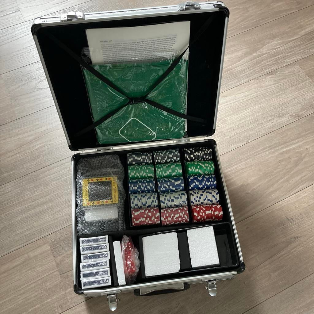 Pokerset in aluminium koffer, Vijf spelers of meer, Verzenden, Zo goed als nieuw