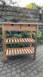 (tuin) werk bar hobby houten tafel op wielen, Ophalen, Gebruikt