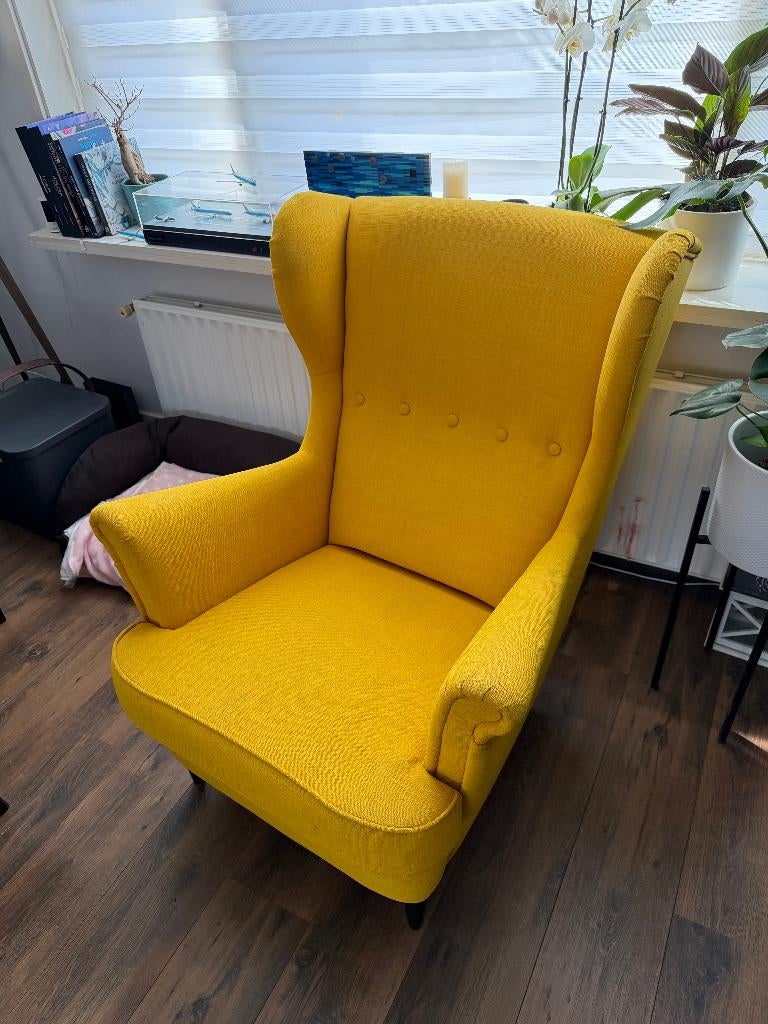 STRANDMON - Stoffen fauteuil, Huis en Inrichting, Ophalen, 100 tot 125 cm, Zo goed als nieuw, Overige materialen