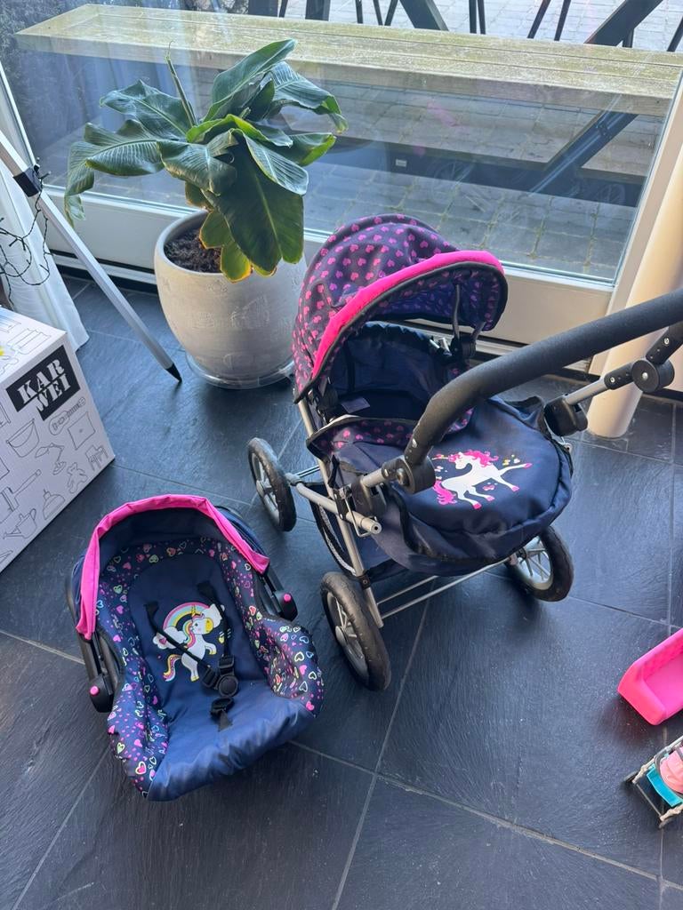 Baby born poppenwagen en autostoeltje, Kinderen en Baby's, Speelgoed | Poppen, Ophalen, Zo goed als nieuw, Babypop