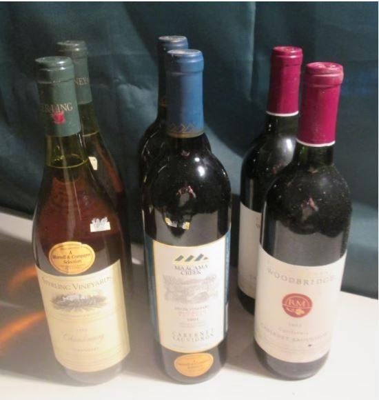 6x Californische Wijnen - 1990 1991, Overige gebieden, Ophalen of Verzenden, Zo goed als nieuw, Rode wijn